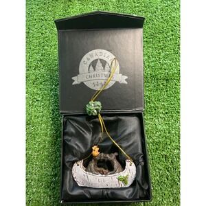 Canadian Christmas Bears in Canoe Ornament in‎ Box Holiday Decor